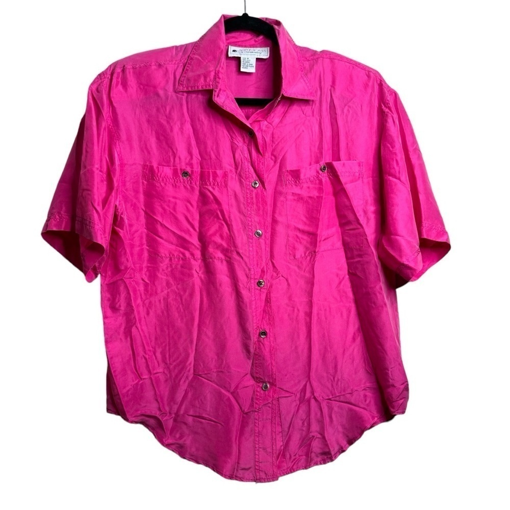 Sophisticates By Jonathan Martin 100% Silk Button up Pink w/ Shoulder Pads M